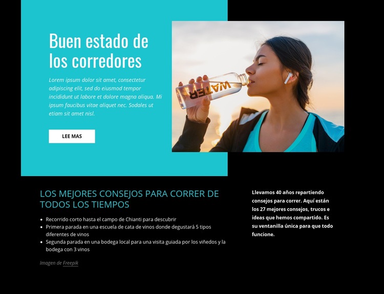 Buen estado de los corredores Creador de sitios web HTML