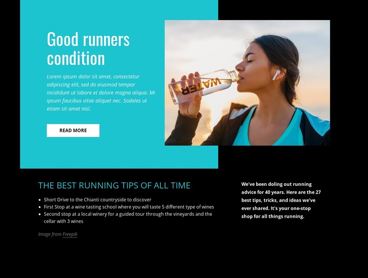 Good runners condition Homepage Design