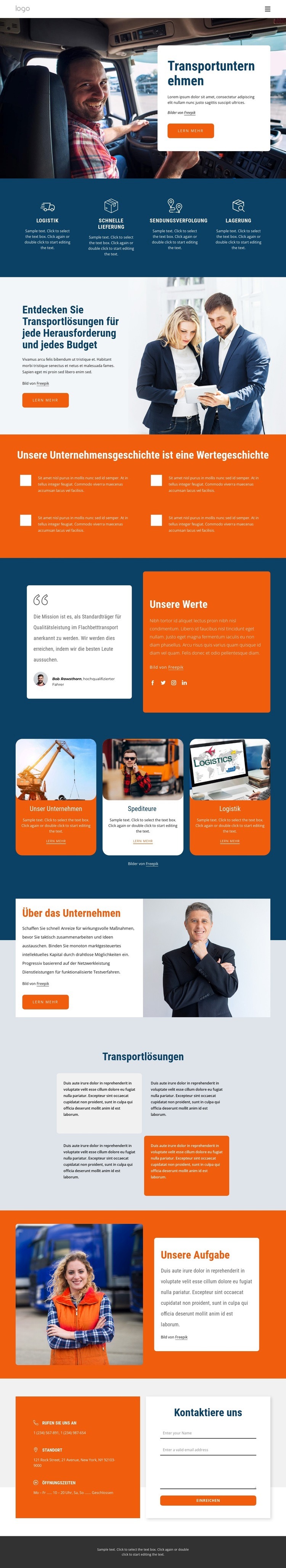 Transport, Versand, Empfang Website Builder-Vorlagen