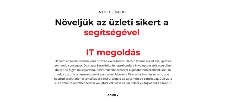 IT szöveg Weboldal sablon