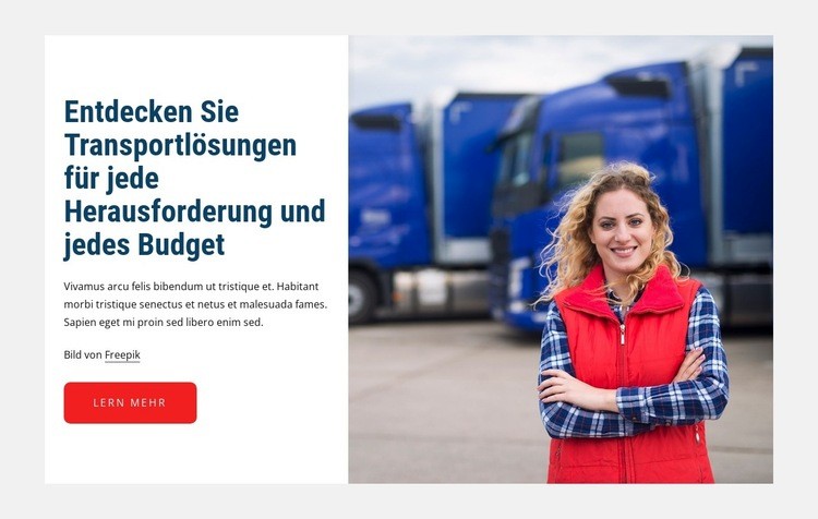 Transportlösungen Landing Page