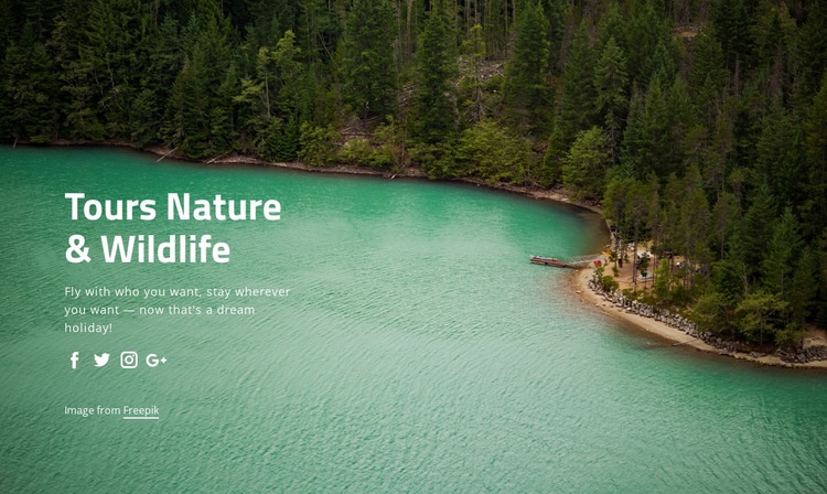 Tours nature and widlife Homepage Design