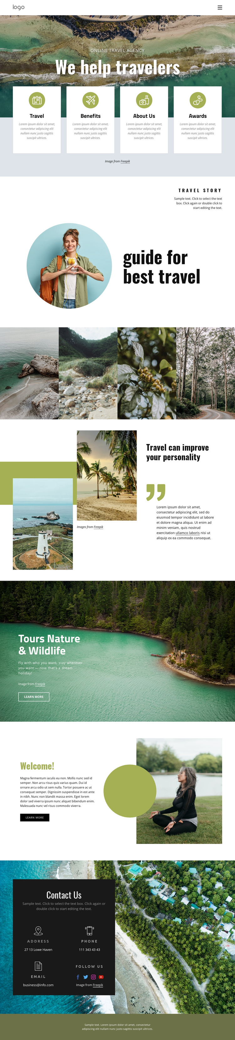 We help manage your trip One Page Template