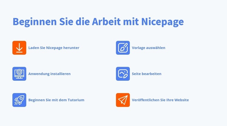 Beginnen Sie die Arbeit mit nicepage Eine Seitenvorlage