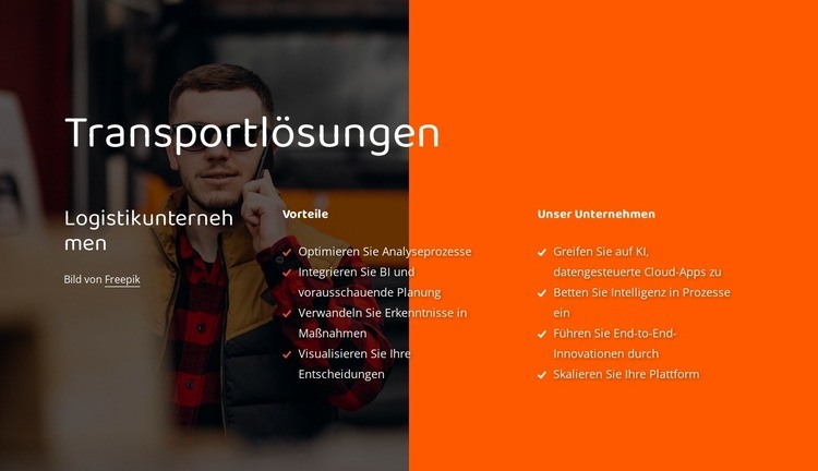 Lösungen für Logistikunternehmen HTML Website Builder