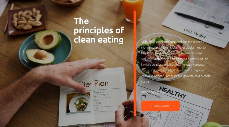 Principles of clean eating Homepage Design