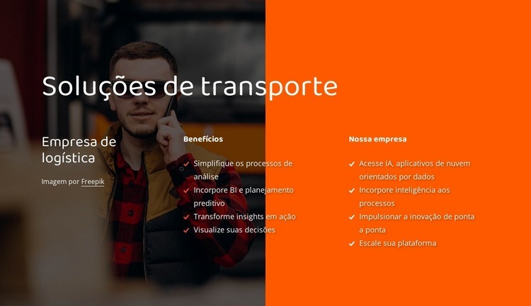 Soluções para empresas de logística Design do site