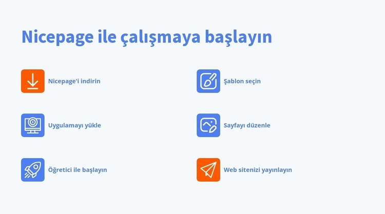 Nicepage ile çalışmaya başlayın Açılış sayfası