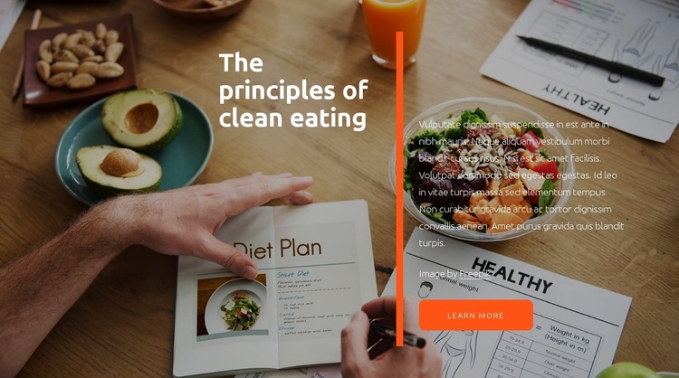 Principles of clean eating Landing Page