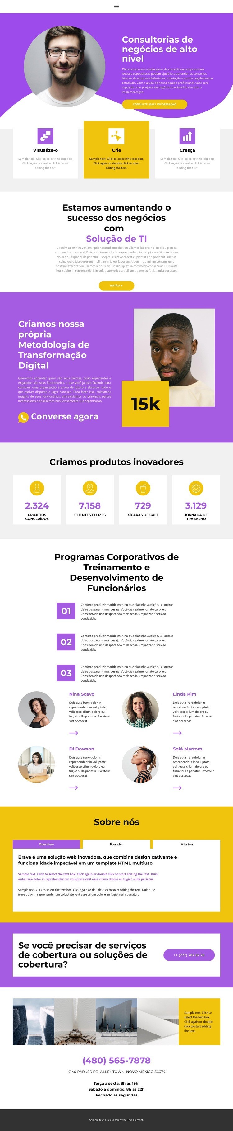 Negócios de alto nível Modelos de construtor de sites