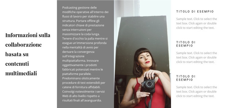 Scegli un fotografo Un modello di pagina