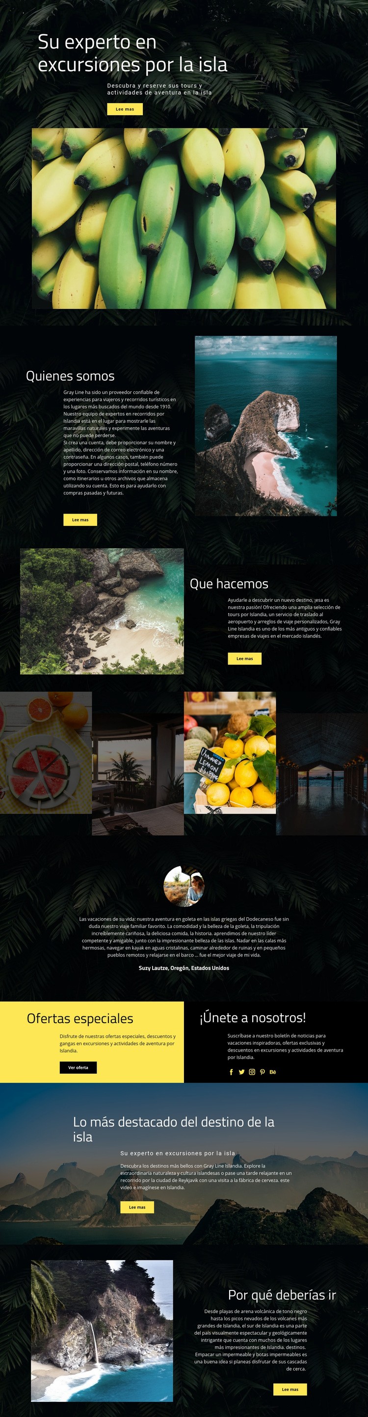 Viaje a la isla Diseño de páginas web