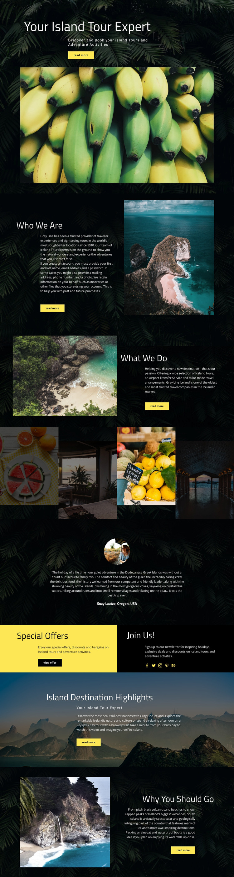 Island Travel Web Page Design
