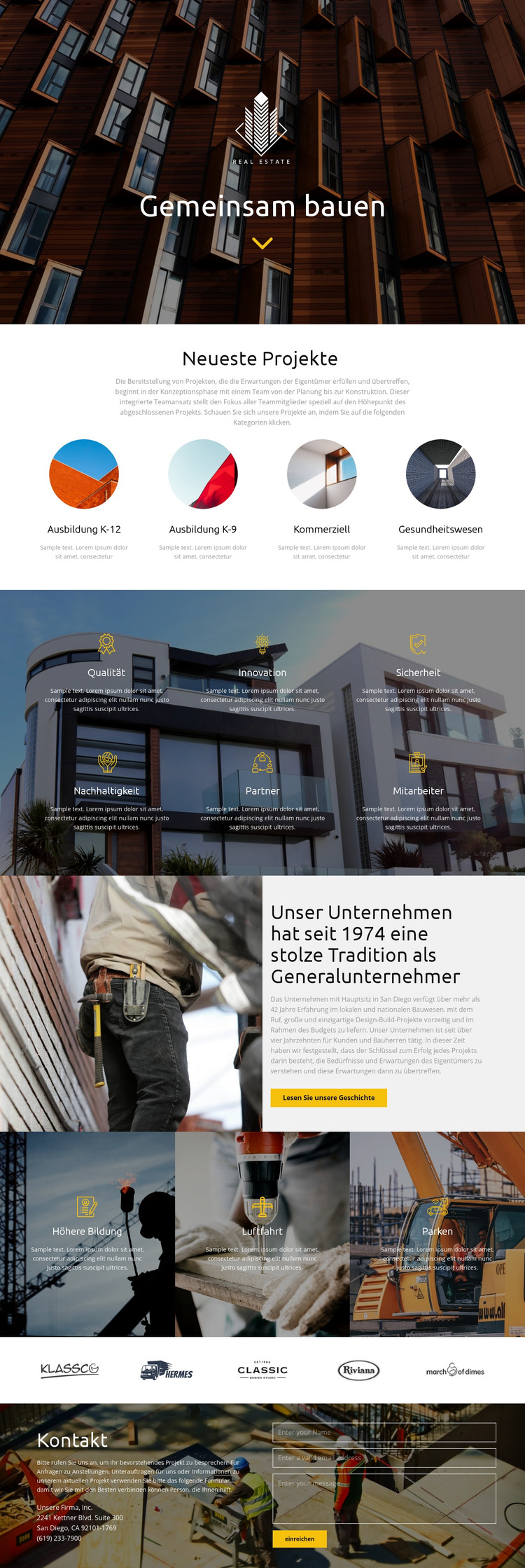 Gebäude Website-Vorlage