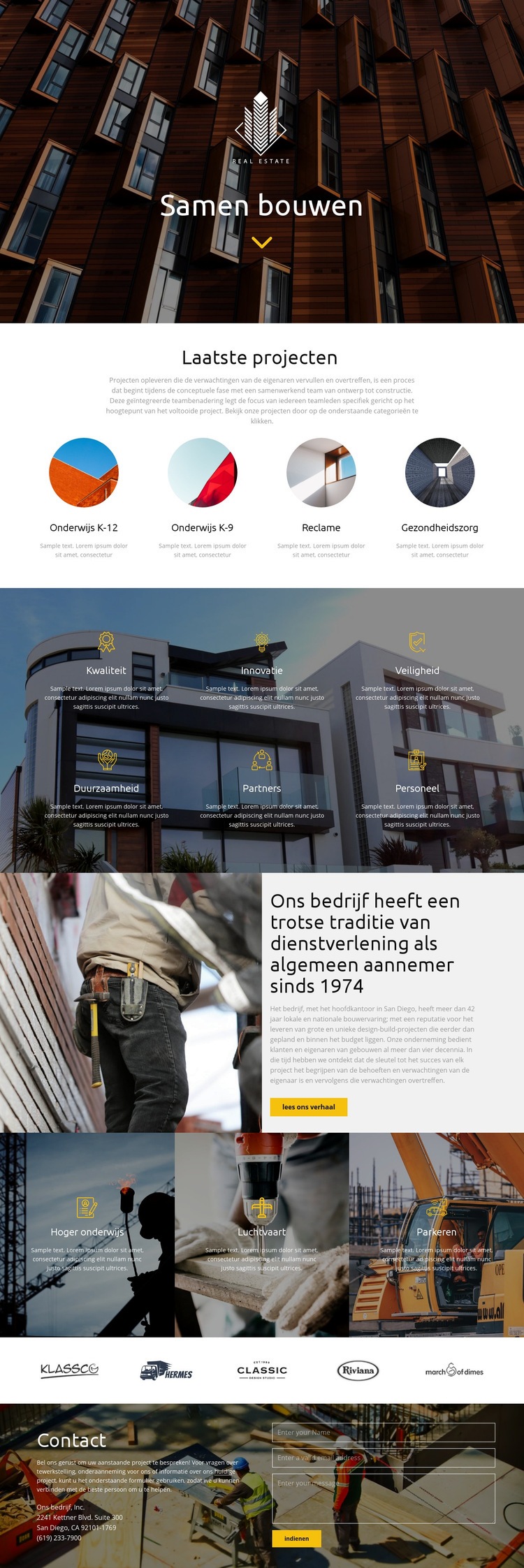 Gebouw Website Builder-sjablonen