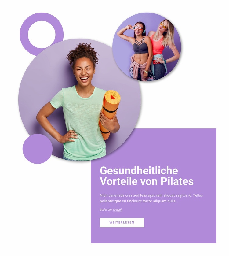 Gesundheitliche Vorteile von Pilates Website-Modell