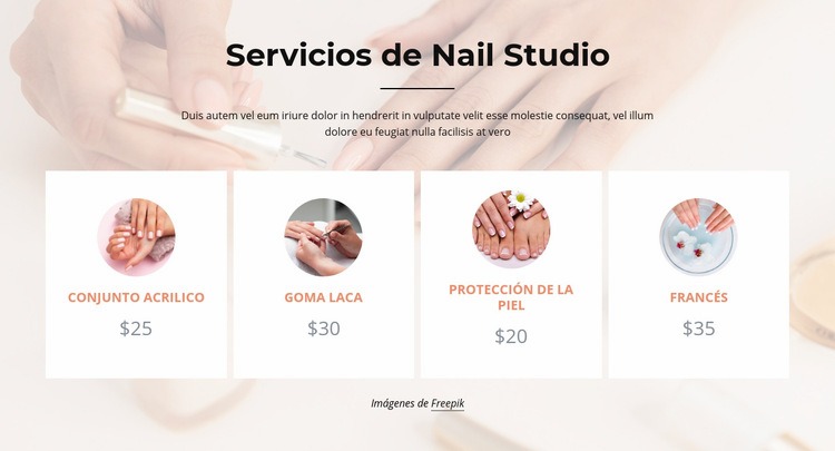 Servicios de estudio de uñas Creador de sitios web HTML