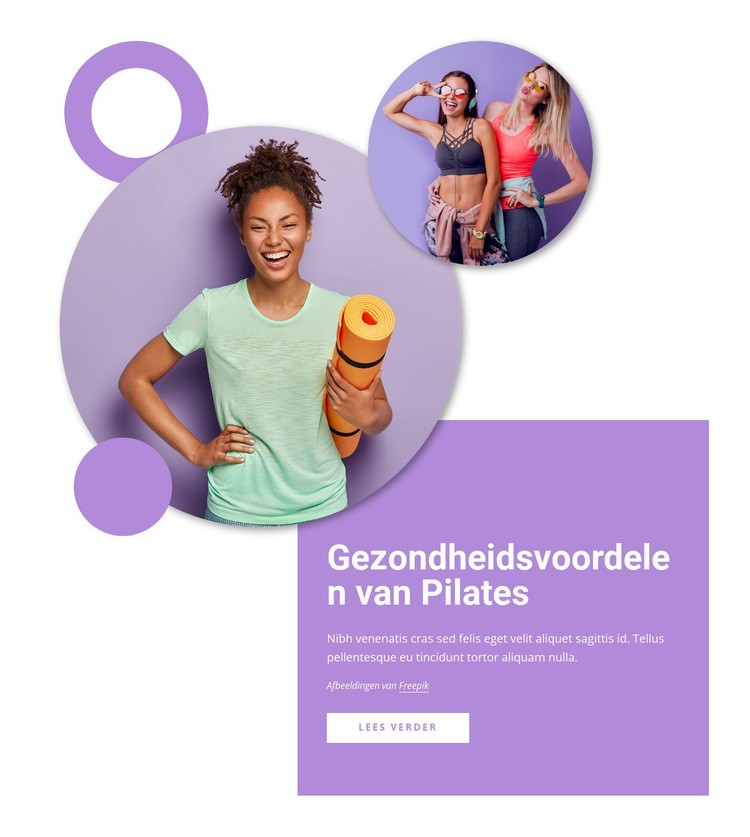 Gezondheidsvoordelen van pilates Website mockup