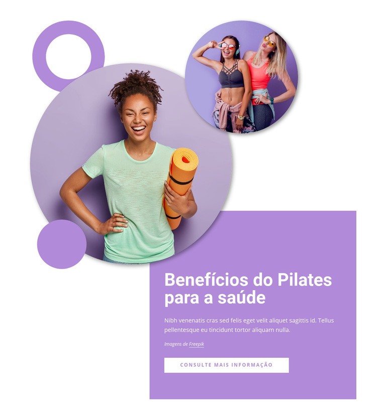 Benefícios para a saúde do pilates Maquete do site
