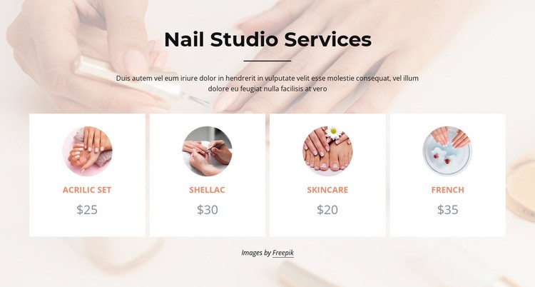 Nails studiotjänster Html webbplatsbyggare