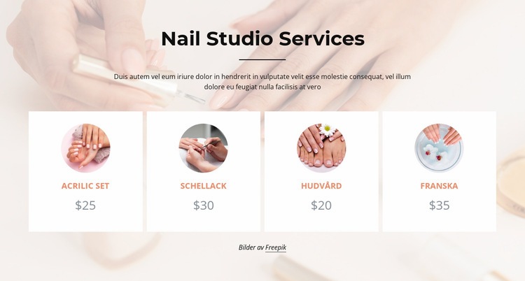 Nails studiotjänster Hemsidedesign