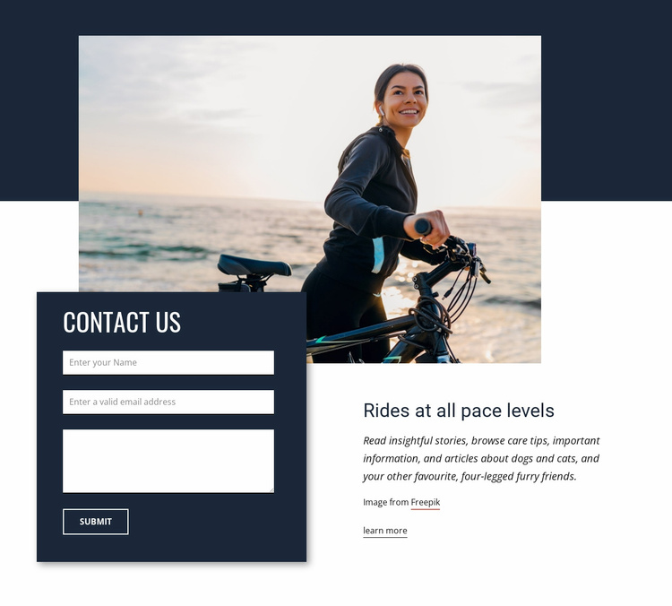 Rides at all pace levels Website Template