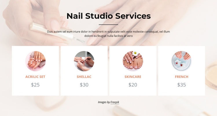 Nails studio services Wysiwyg Editor Html 