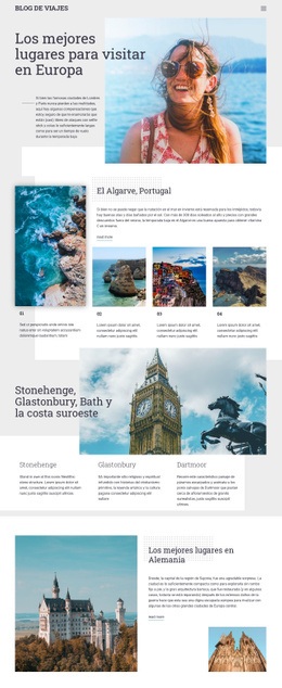 Página De Inicio Del Sitio Web Para Blog De Viajes