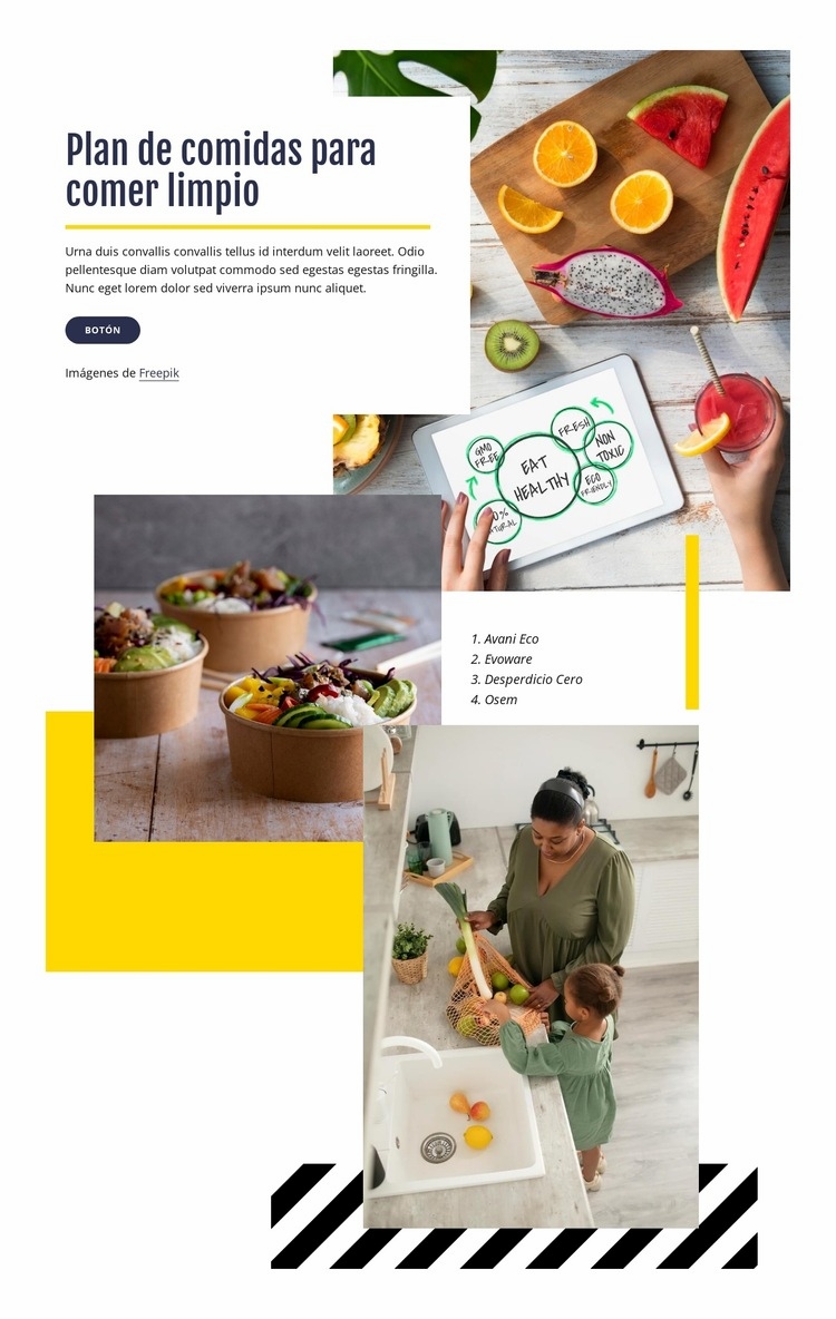 plan de alimentación limpia Diseño de páginas web