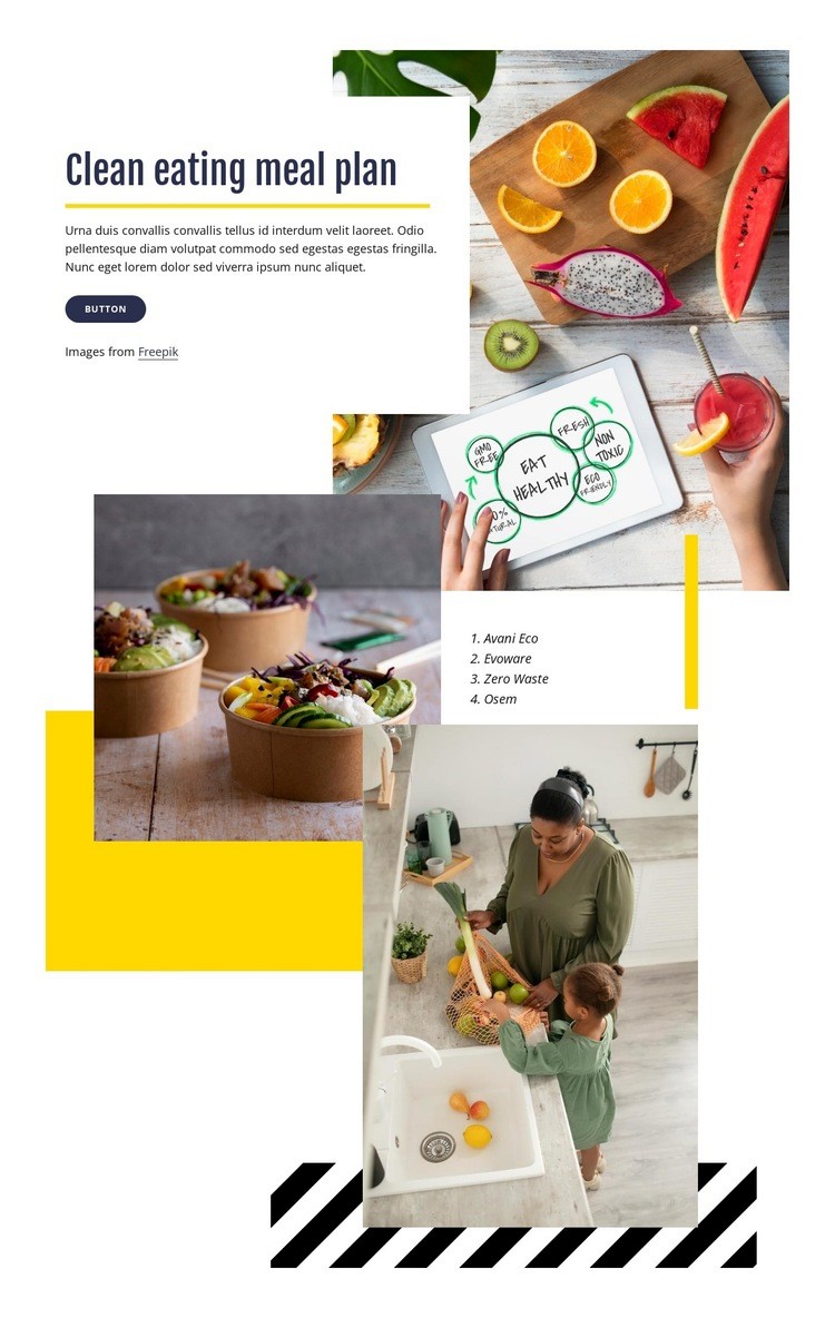 Clean eating plan Homepage Design