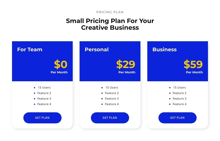 Choose your pricing Joomla Page Builder