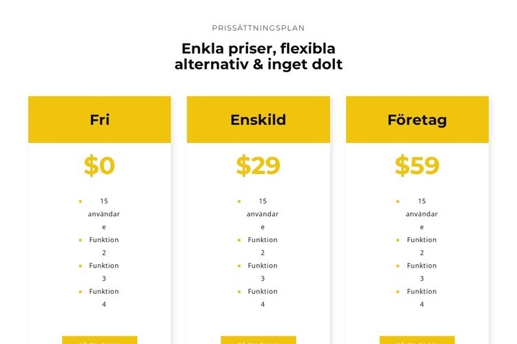 Välj din bästa plan Hemsidedesign