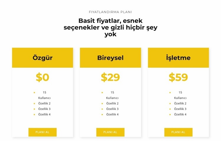 En iyi planınızı seçin HTML5 Şablonu