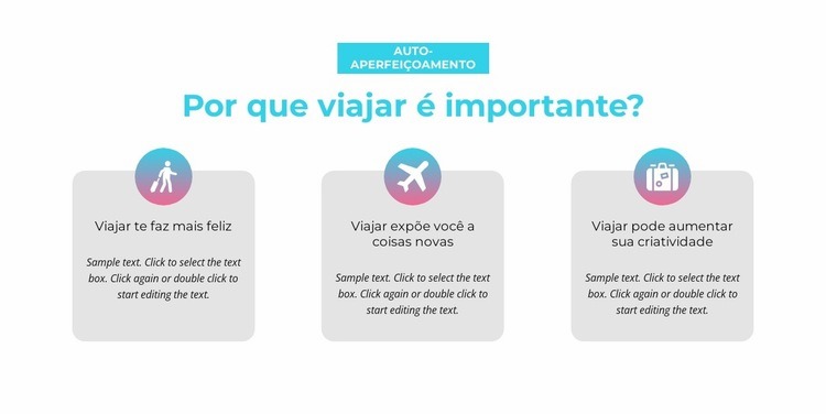 Por que viajar é importante Landing Page