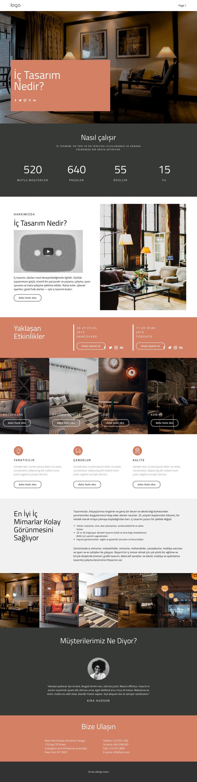 Evlerin ve dairelerin tasarımı Web Sitesi Mockup'ı