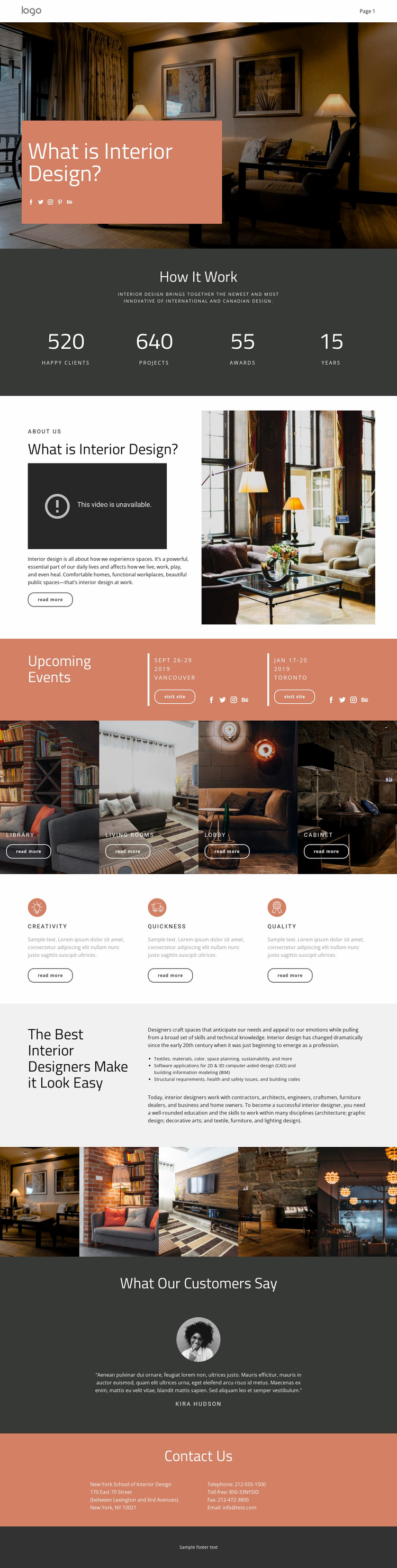 Design of houses and apartments Landing Page