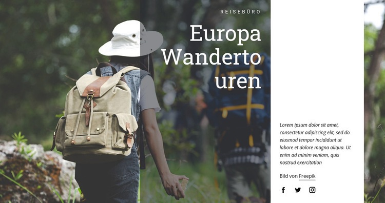 Europa Wandertouren Website-Modell