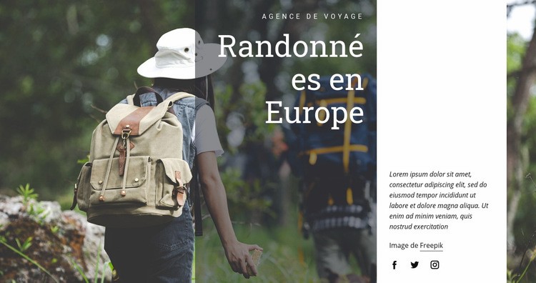 Randonnées en Europe Maquette de site Web