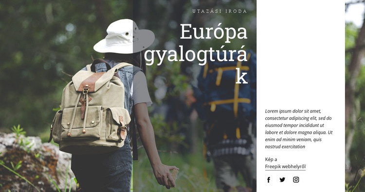 Európa gyalogtúrák Weboldal tervezés