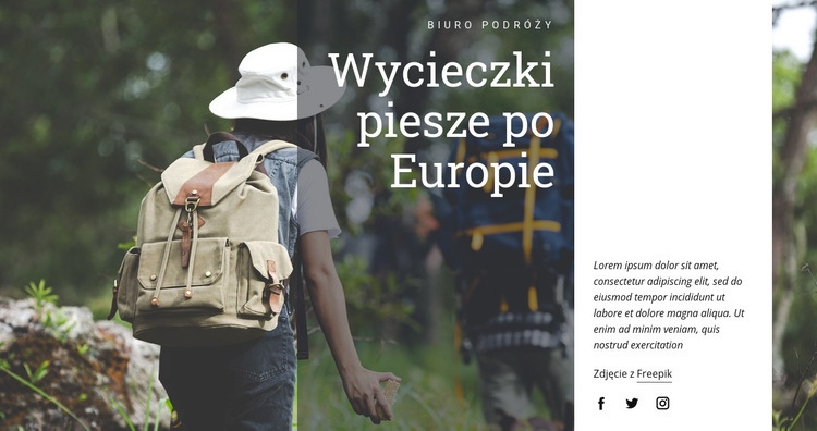 Wycieczki piesze po Europie Makieta strony internetowej