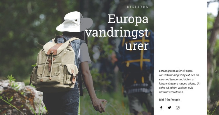 Europa vandringsturer Webbplats mall