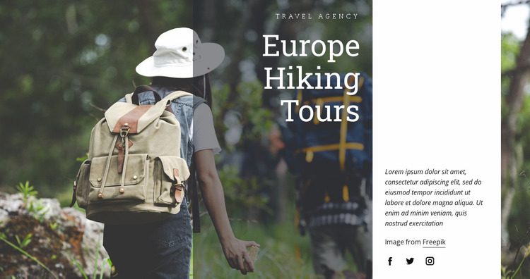 Europe hiking tours Website Mockup
