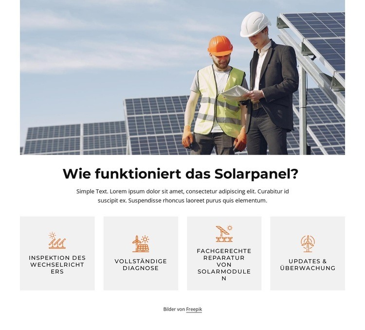 Tolles Allround-Solarpanel Website Builder-Vorlagen