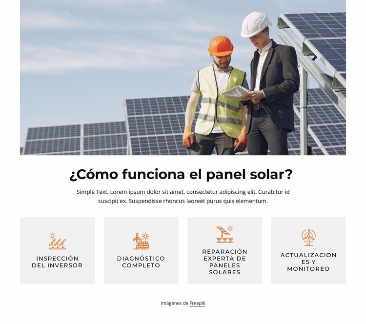 Gran panel solar completo Creador de sitios web HTML