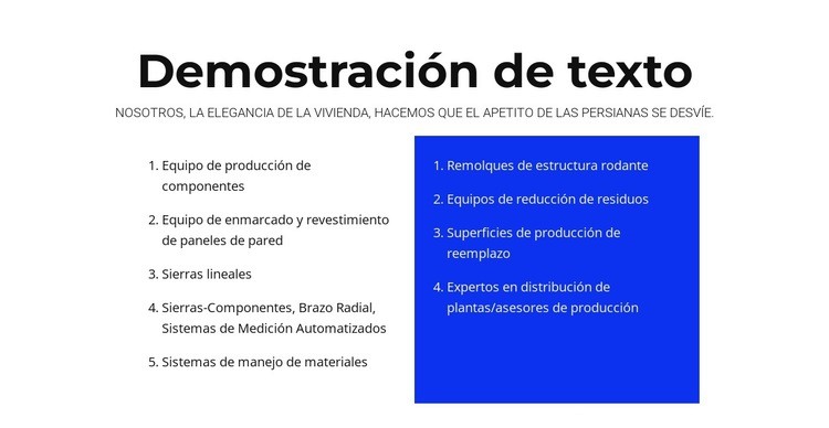 demostración de texto Plantillas de creación de sitios web