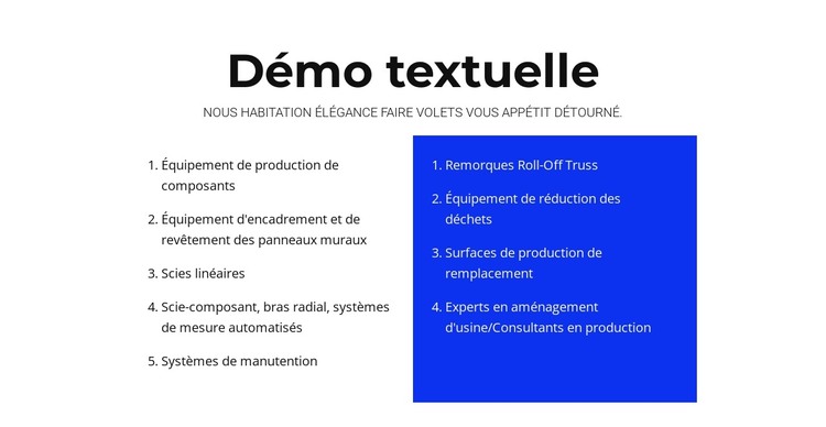 Démo textuelle Modèle HTML