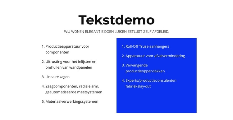 Tekst demo HTML-sjabloon