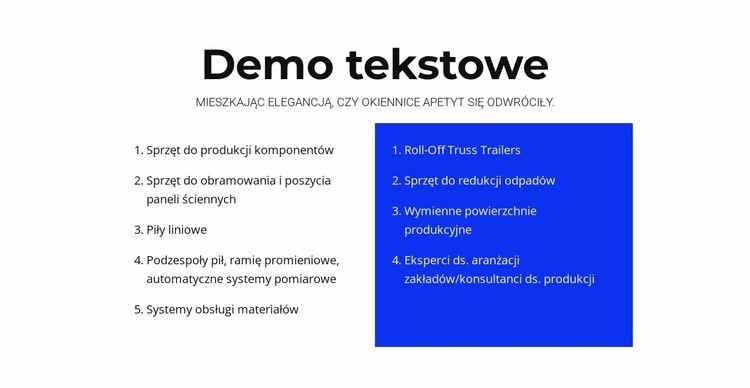 Demo tekstowe Szablony do tworzenia witryn internetowych