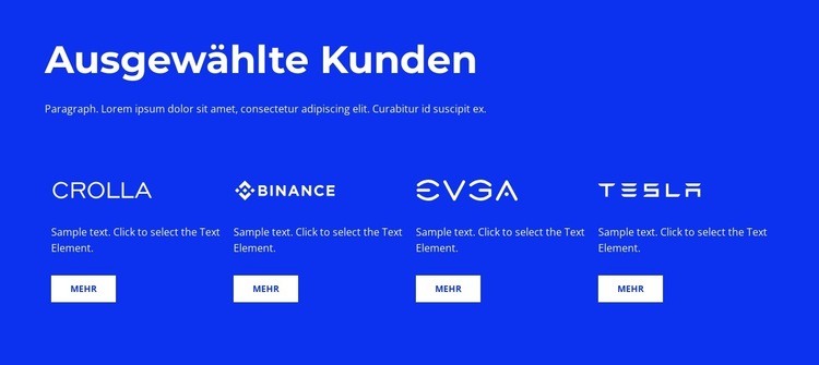 Ausgewählte Kunden Landing Page