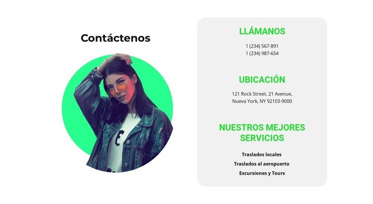 Toda la información de contactos Creador de sitios web HTML